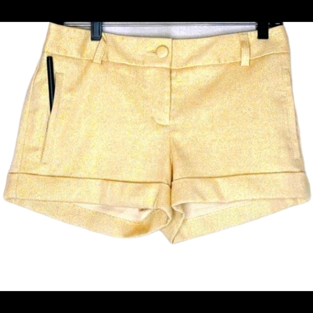 Express gold metallic dress shorts